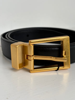 Camilla and Marc Black Leather Belt Gold Hardware, SM