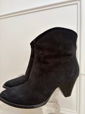 Isabel Marant Black Suede Ankle Boots, 37