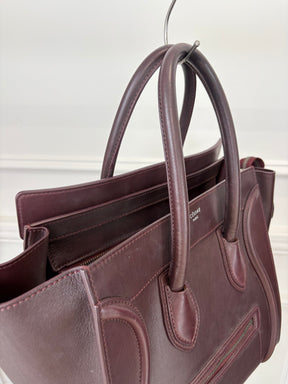 Celine Burgundy Leather Mini Luggage Tote