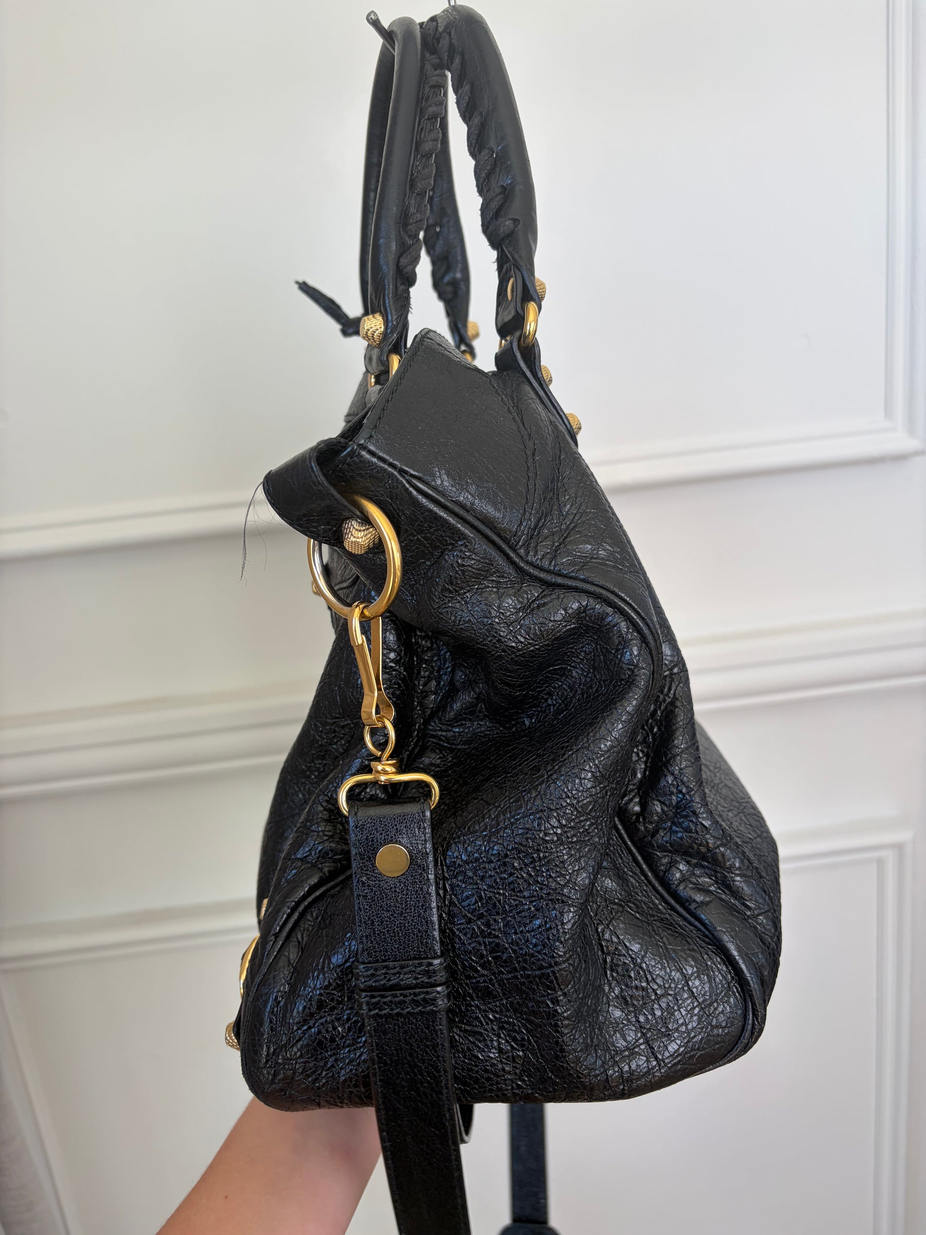 Balenciaga Velo Bag Black With Gold Tone HW