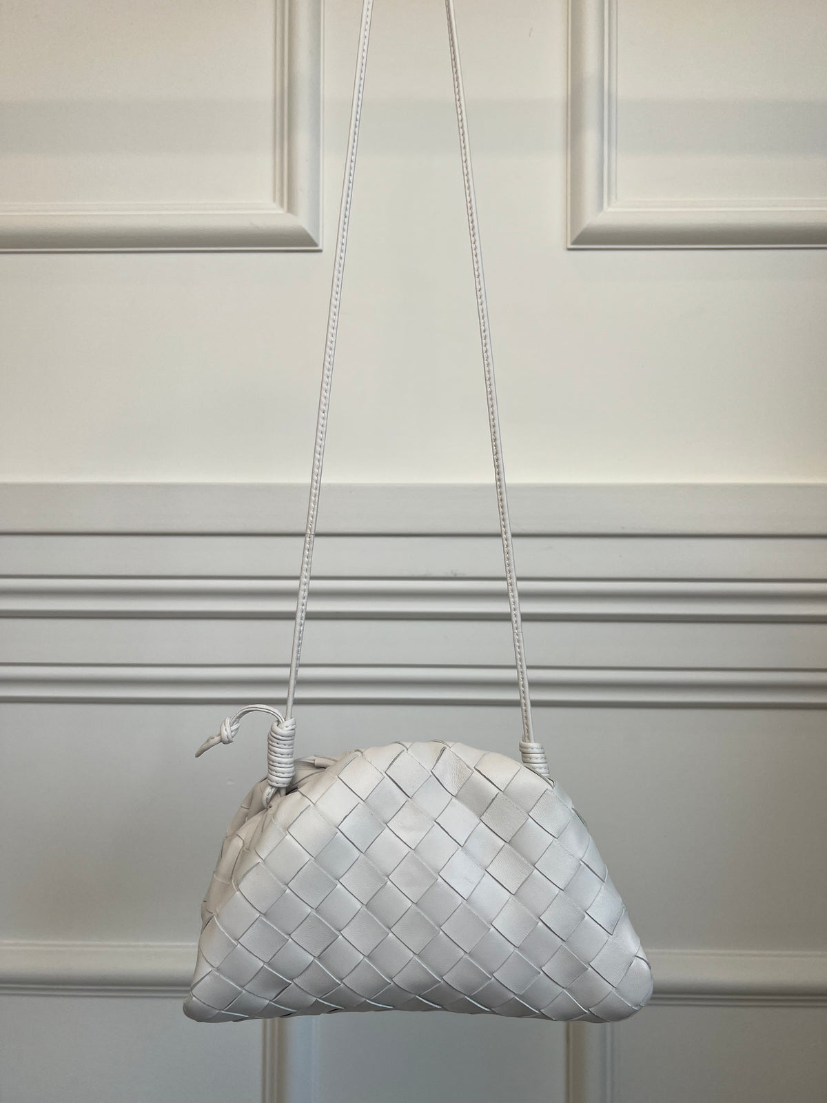 Bottega Veneta Chalk Intrecciato Leather Mini Pouch