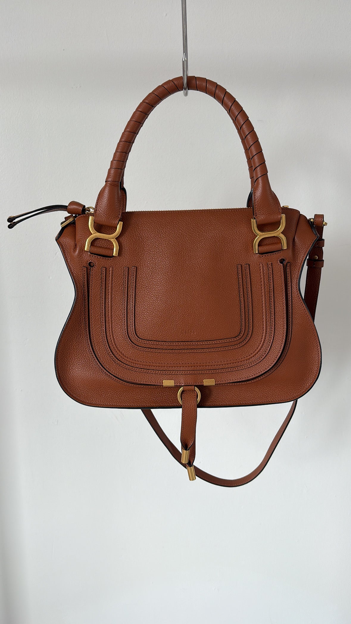 Chloé Tan Leather Medium Marcie Shoulder Bag