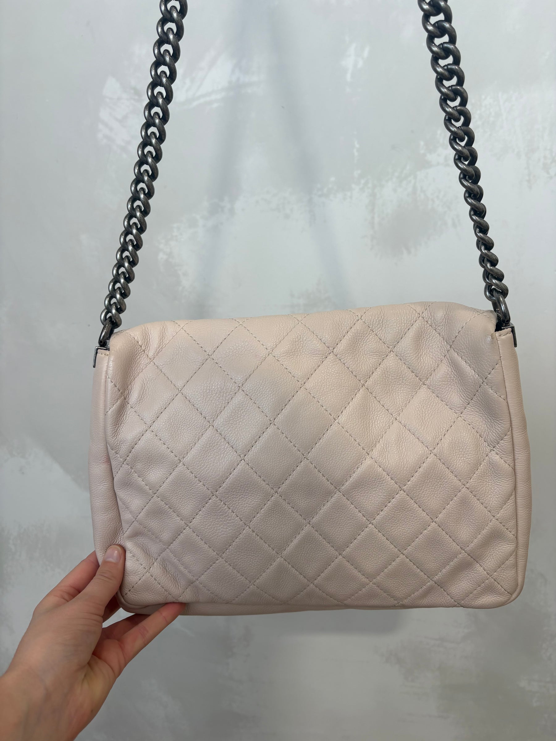 Chanel Blush Quilted Leather Couture Messenger Flap Bag