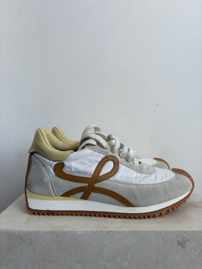 Loewe White Tan and Yellow Flow Runners, 35