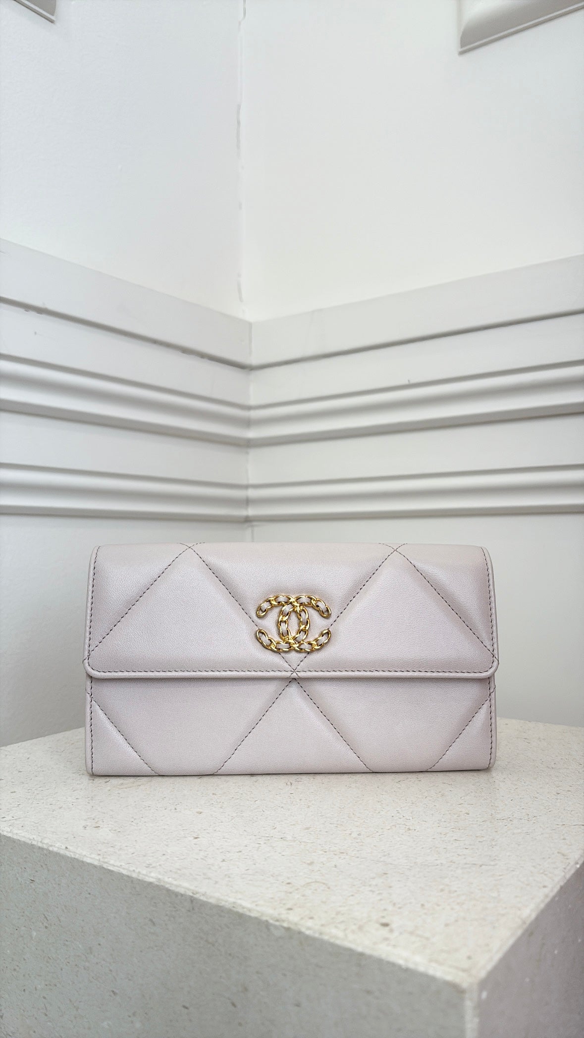 Chanel Light Lilac Leather 19 Flap Wallet