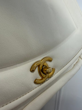 Chanel White Puffy Flap Shoulder Bag