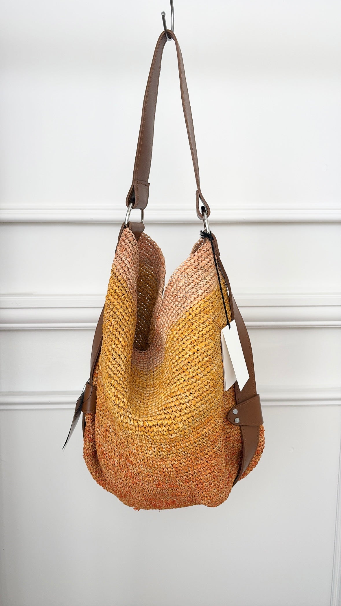 Isabel Marant Orange And Yellow Ambré Raffia Hobo