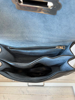 Prada Black Leather Silver Hardware Cahier Bag