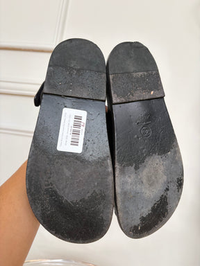 Chanel Black Caviar Leather Dad Sandals, 37.5C