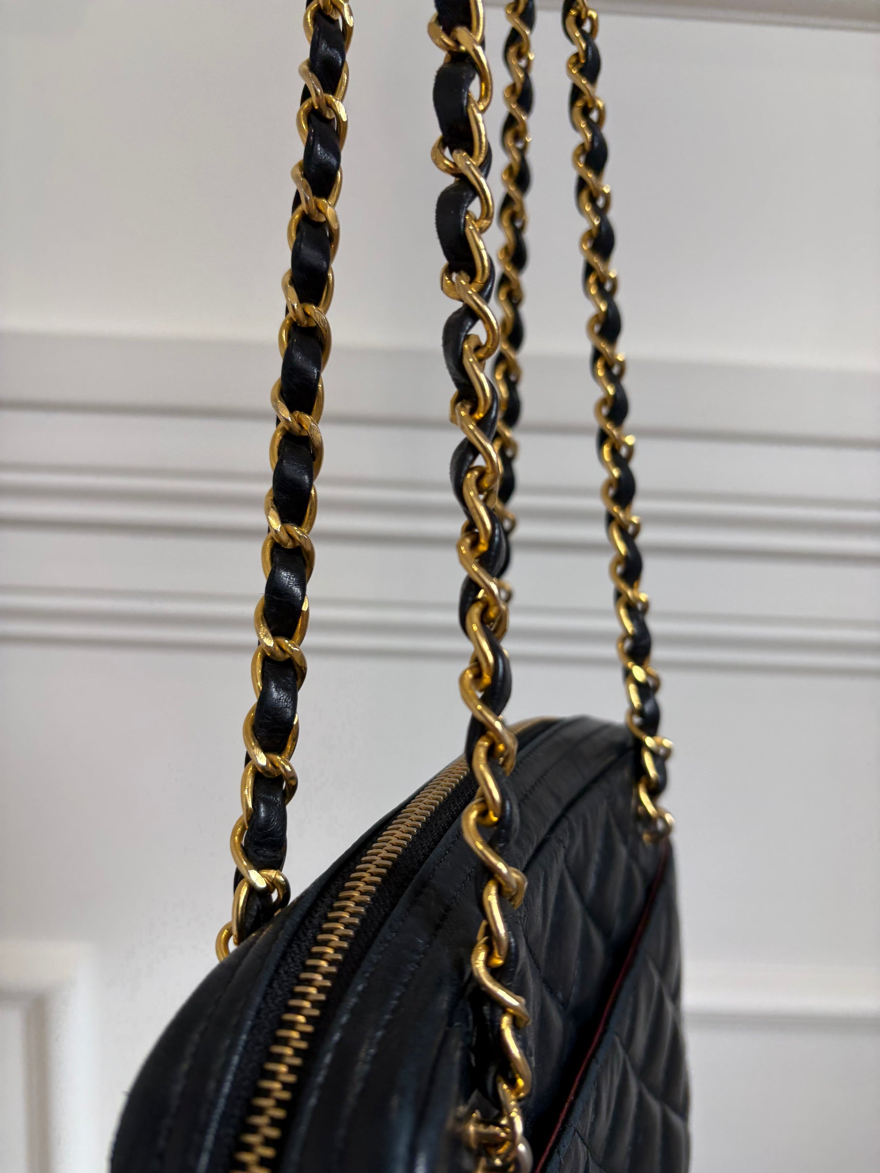 Chanel Navy Quilted Lambskin Leather Shoulder Camera Bag