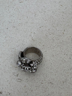 Chanel Camelia Crystal Cocktail Ring, 6 US
