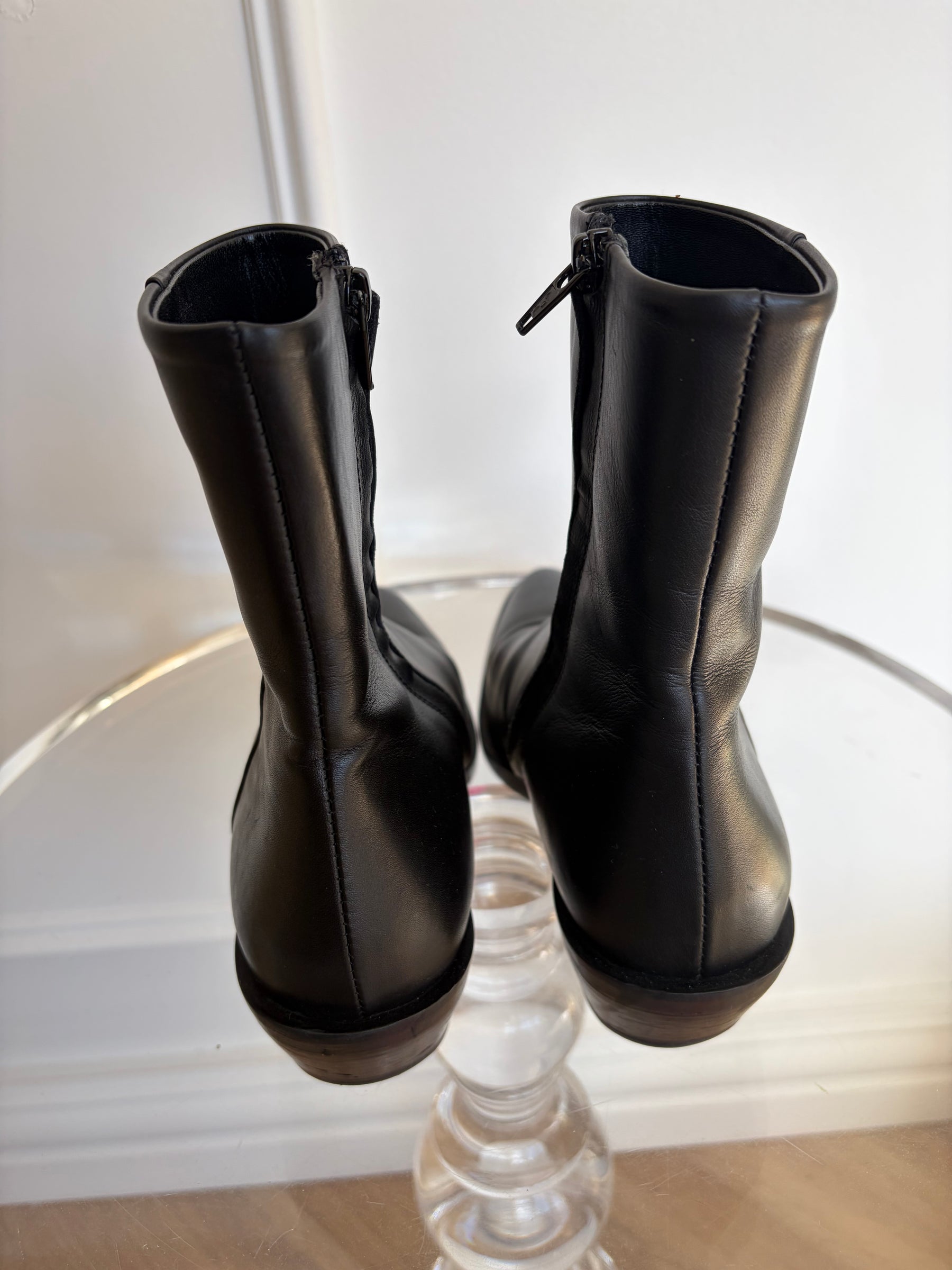A.EMERY Black Leather Pointed Boots, 39
