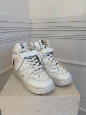 Isabel Marant White Leather High Top Sneaker, 39