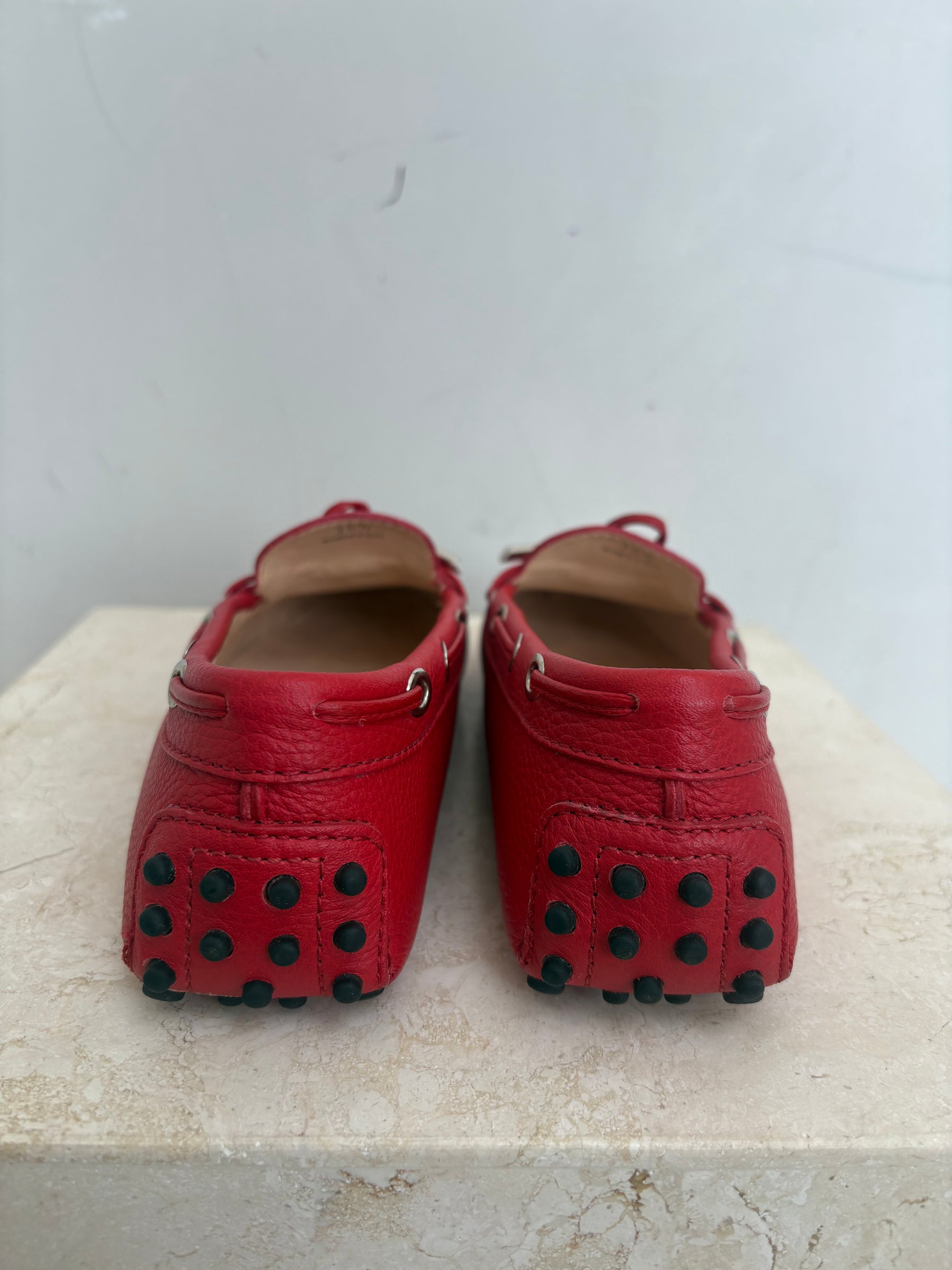Tod's Red Leather Driving Shoe, 36.5