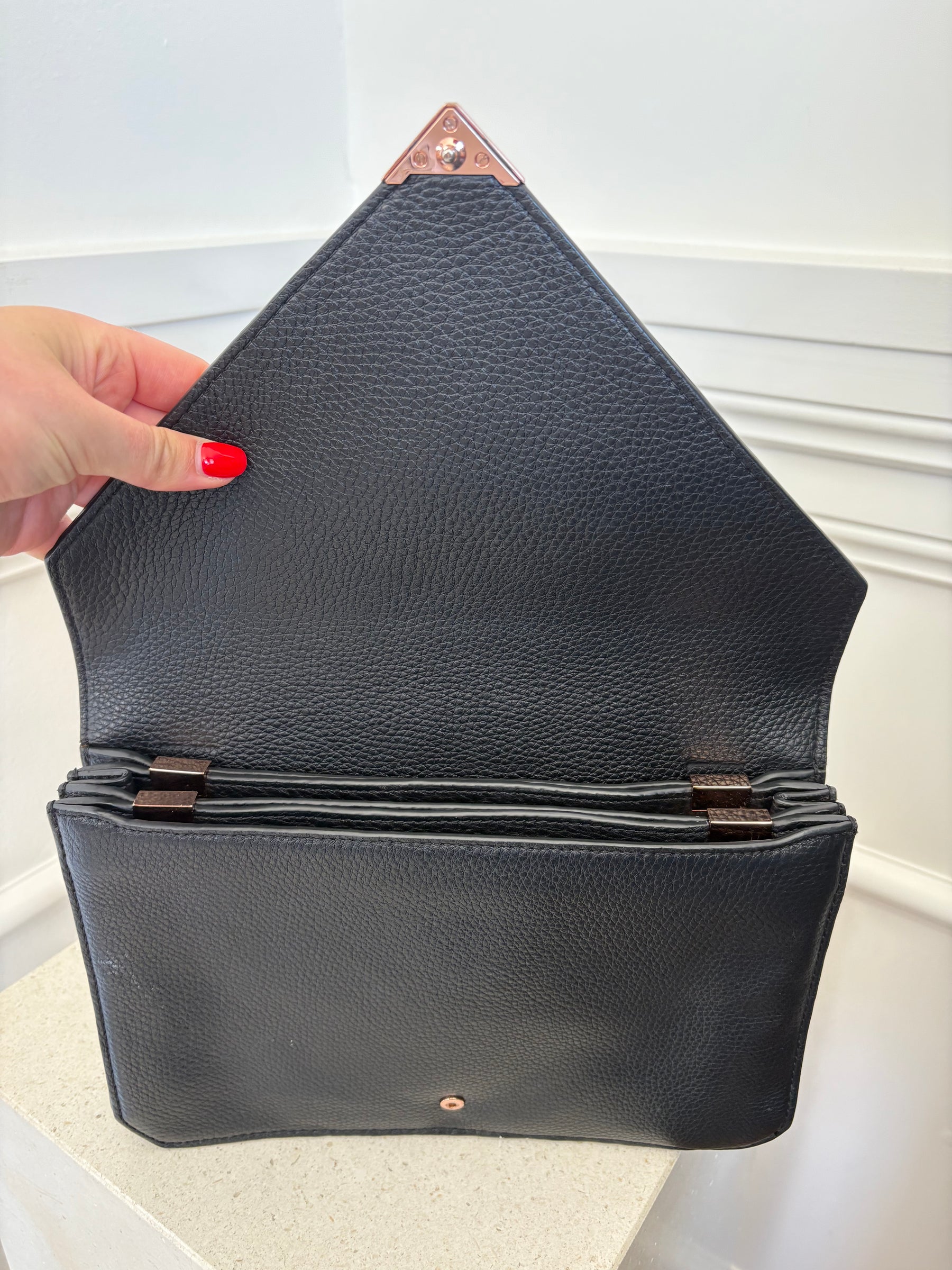 Alexander Wang Black Grained Leather Clutch