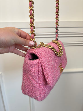 Chanel Pink Tweed Boucle 19 Bag