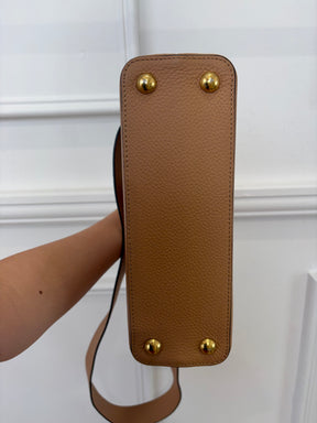 Louis Vuitton Camel Grained Leather Capucines BB with Python Leather Trim
