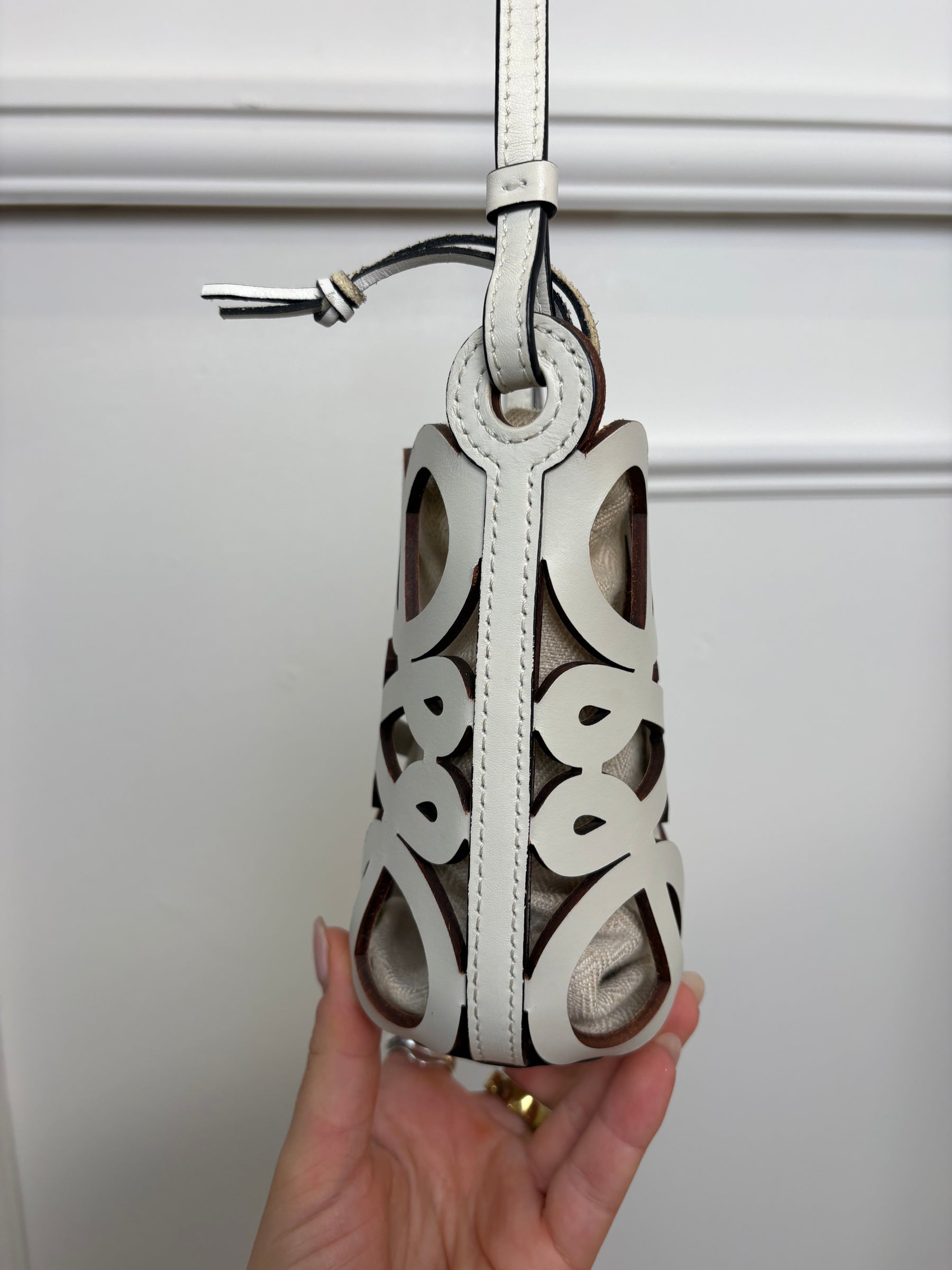 Loewe White Anagram Logo Mini Bucker Bag