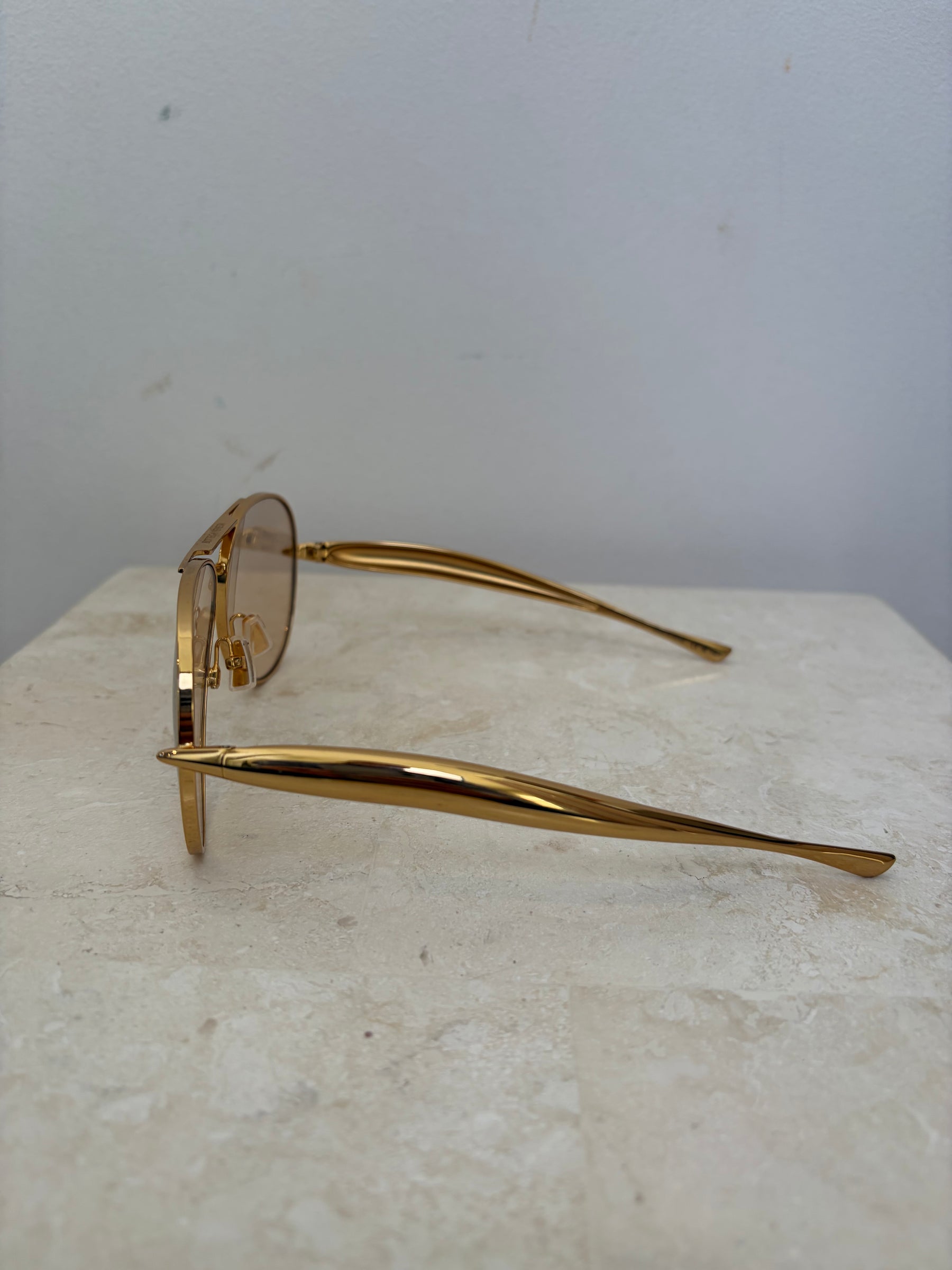 Bottega Veneta Sardine Aviator Sunglasses Gold