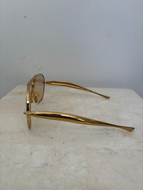 Bottega Veneta Sardine Aviator Sunglasses Gold