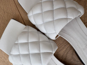 Bottega Veneta White Padded Lido Leather Slides, 39