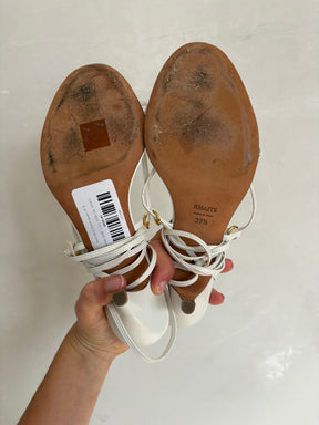 Khaite White Strappy Sandal, 37.5