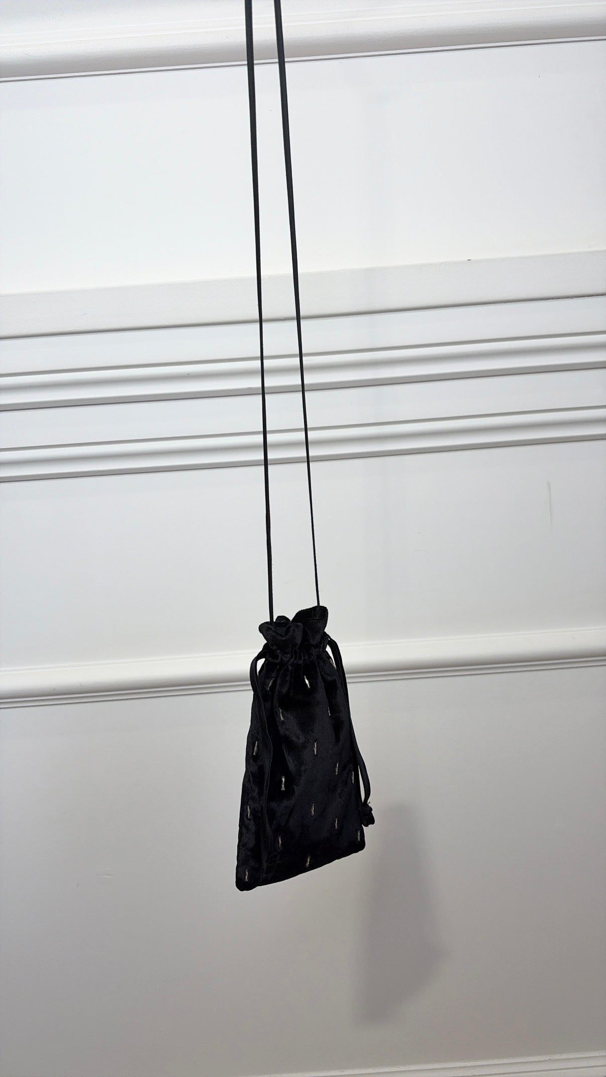 THE ATTICO Black Velvet Crystal Mini Crossbody Pouch