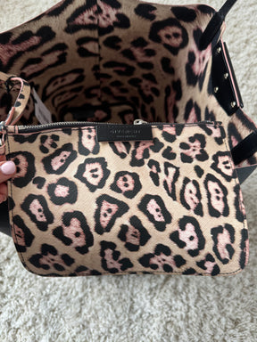 Givenchy Large Black Canvas Tote Leopard Linning With Pouch