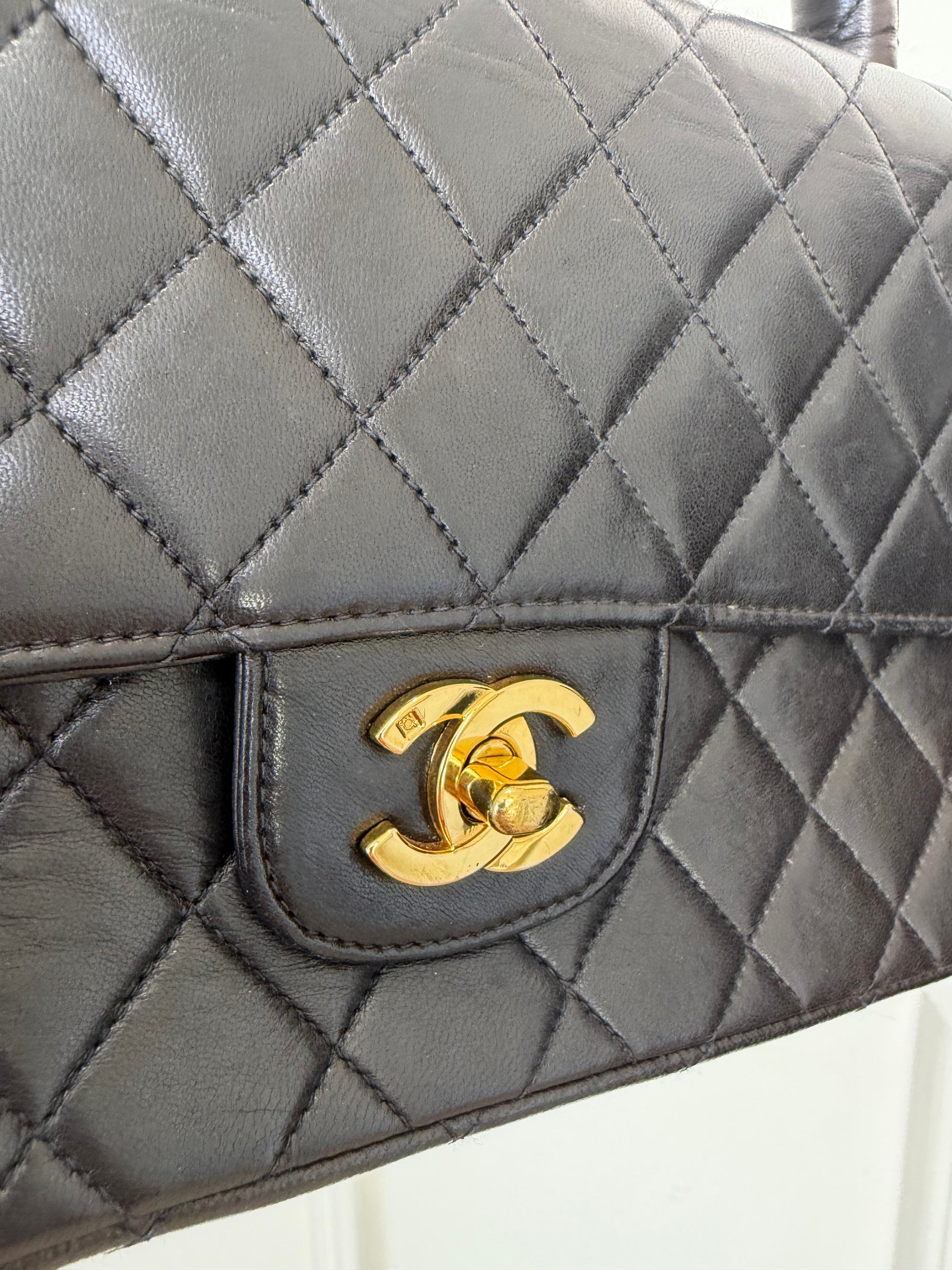 Chanel Chocolate Brown Leather Top Handle Classic Flap Bag