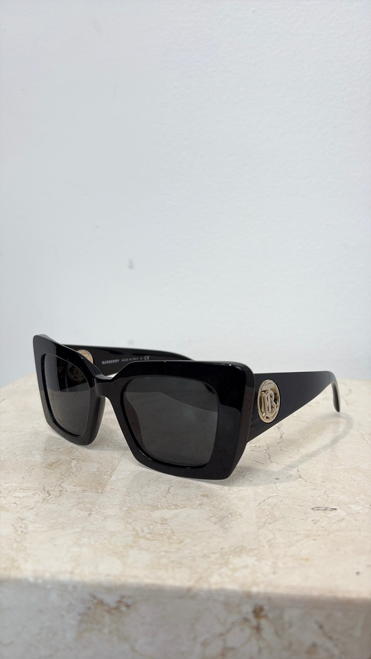 Burberry Black Oversized Square Logo Arm sunglasses