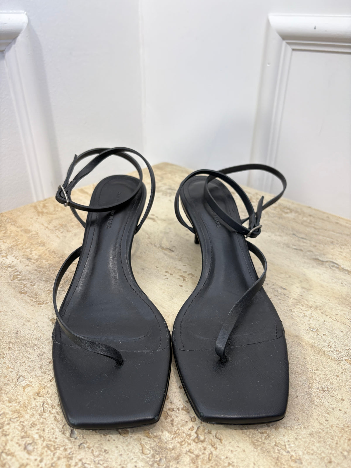 Camilla and Marc Black Ankle Tie Heels, 39