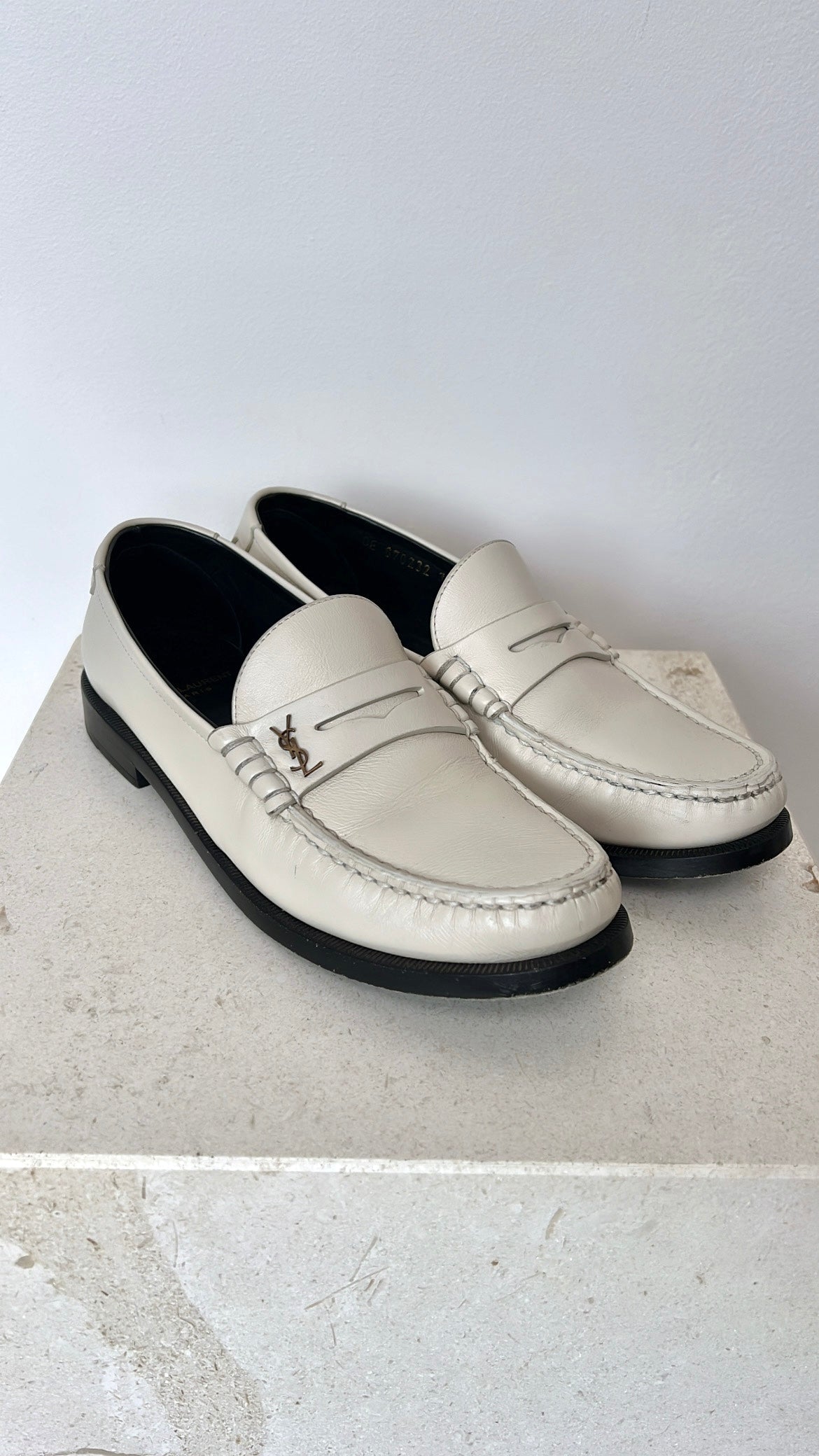 Saint Laurent Cream Leather Le Loafer, 38.5