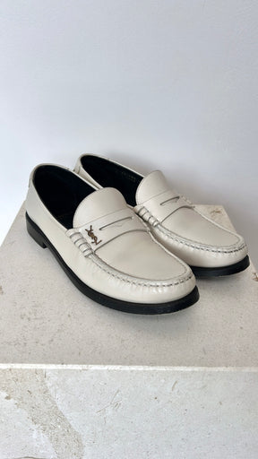 Saint Laurent Cream Leather Le Loafer, 38.5