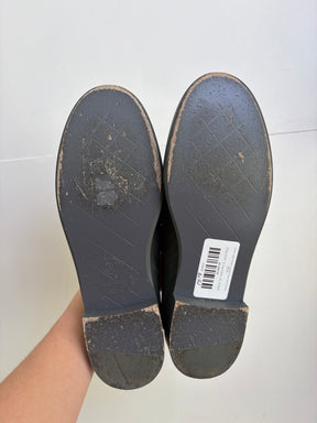 Chanel Grey Patent Leather Turn Lock Loafers, 38.5C