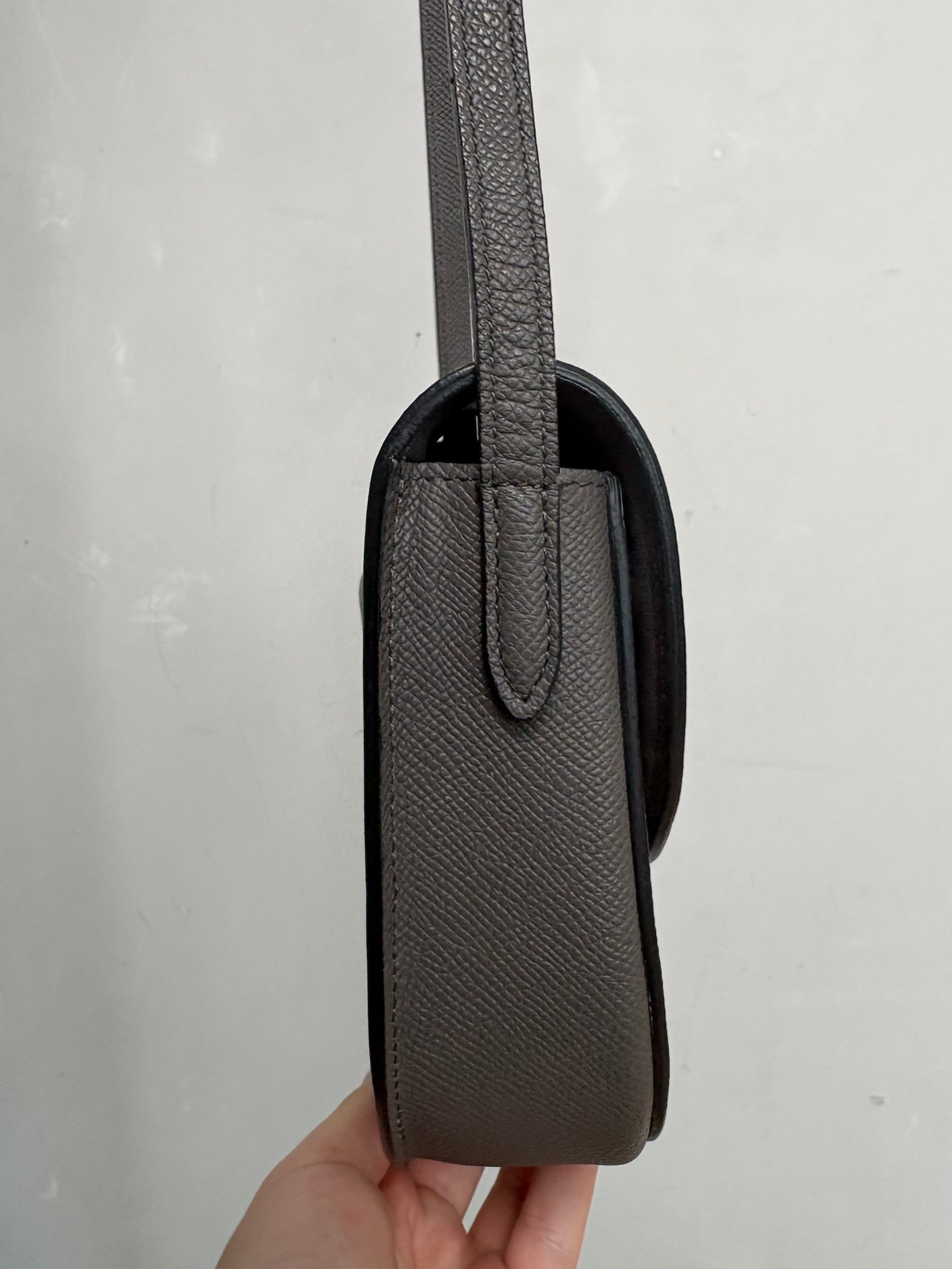 Celine Charcoal Grained Leather Mini Trotteur Bag