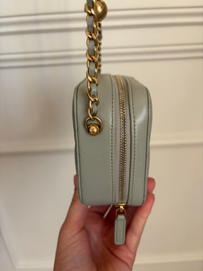 Chanel Light Grey Lambskin Pearl Crrush Mini Camera Bag