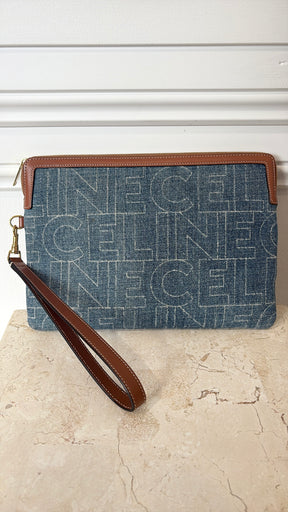 Celine Small Denim Pouch Clutch Bag Logo