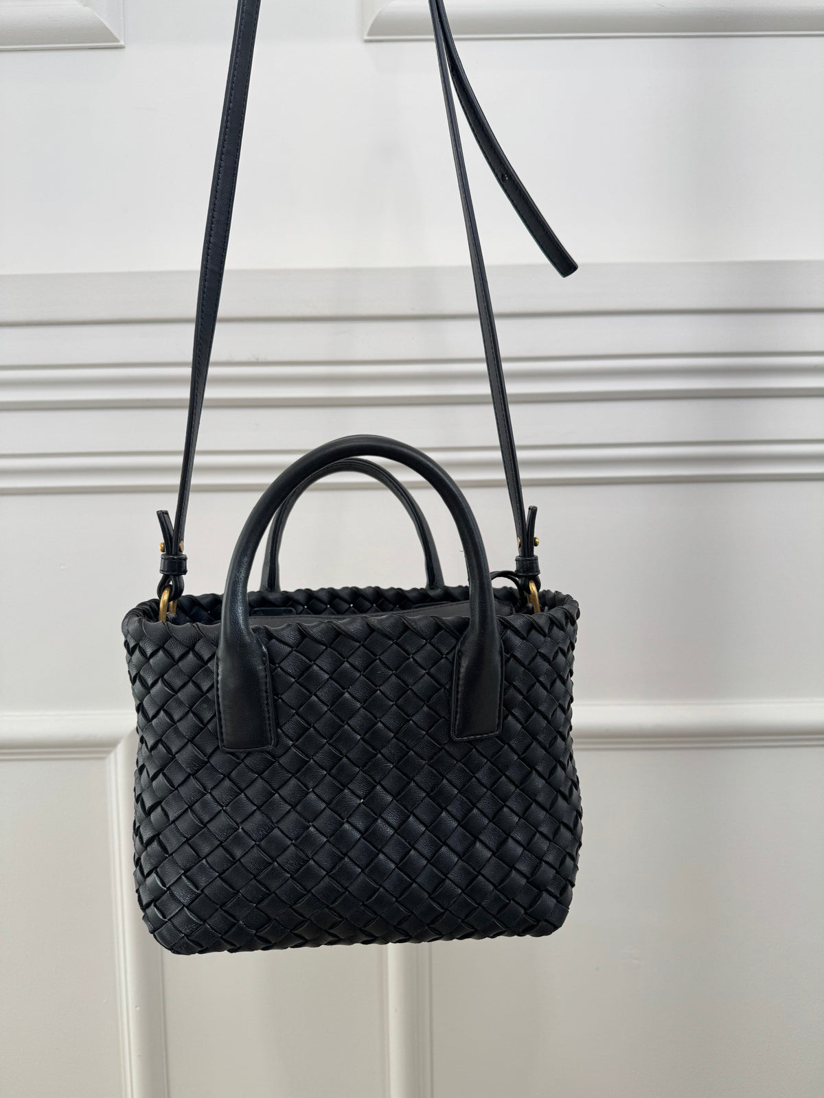 Bottega Veneta Mini Cabat Cross Body Bag Black