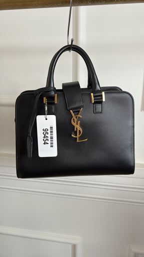 Saint Laurent Black Leather Baby Cabas Toe Bag