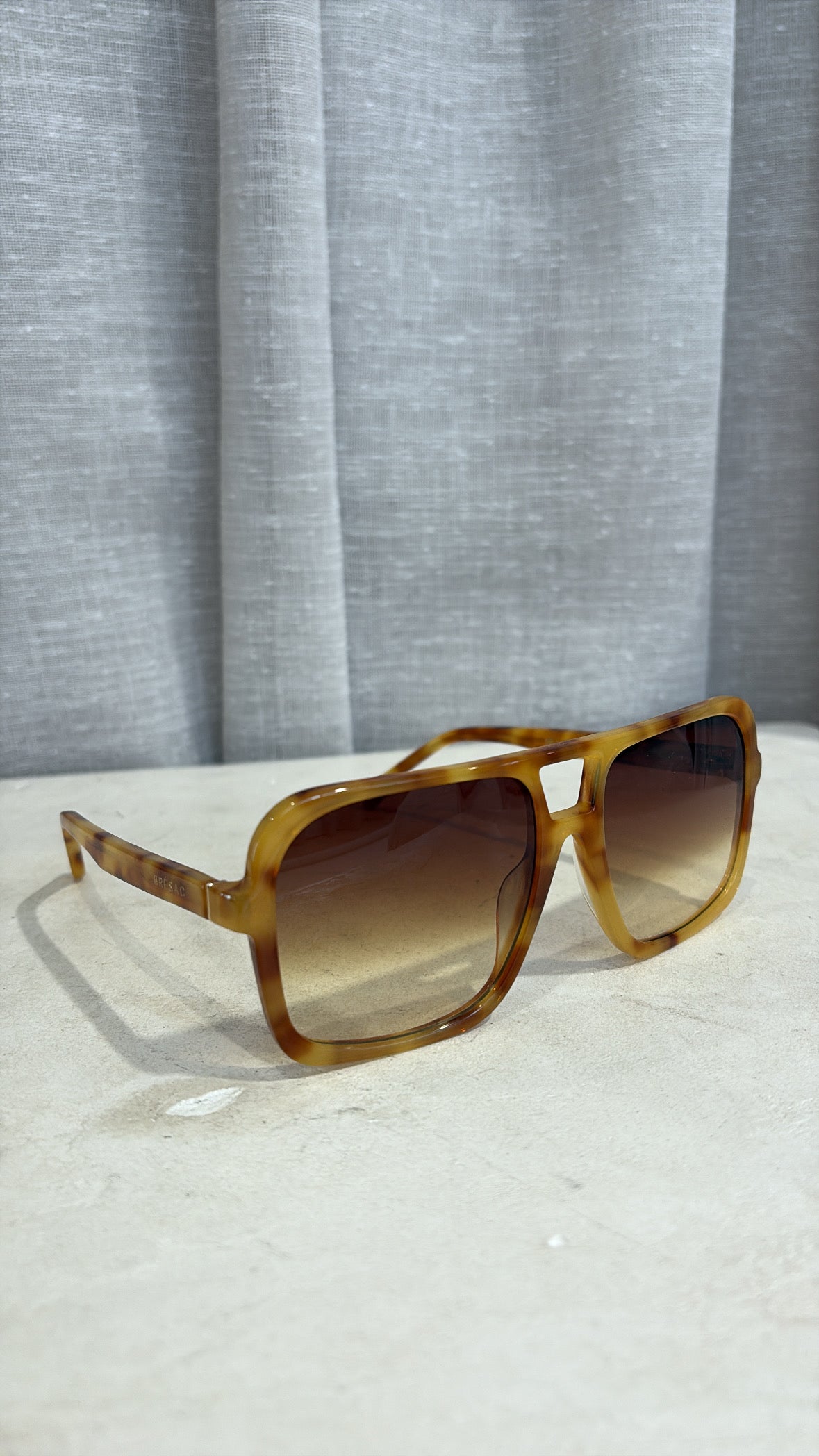 Brésac Yellow Tortoishell Oversized Square Sunglasses