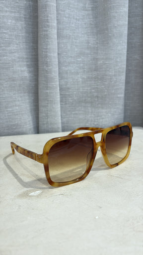 Brésac Yellow Tortoishell Oversized Square Sunglasses