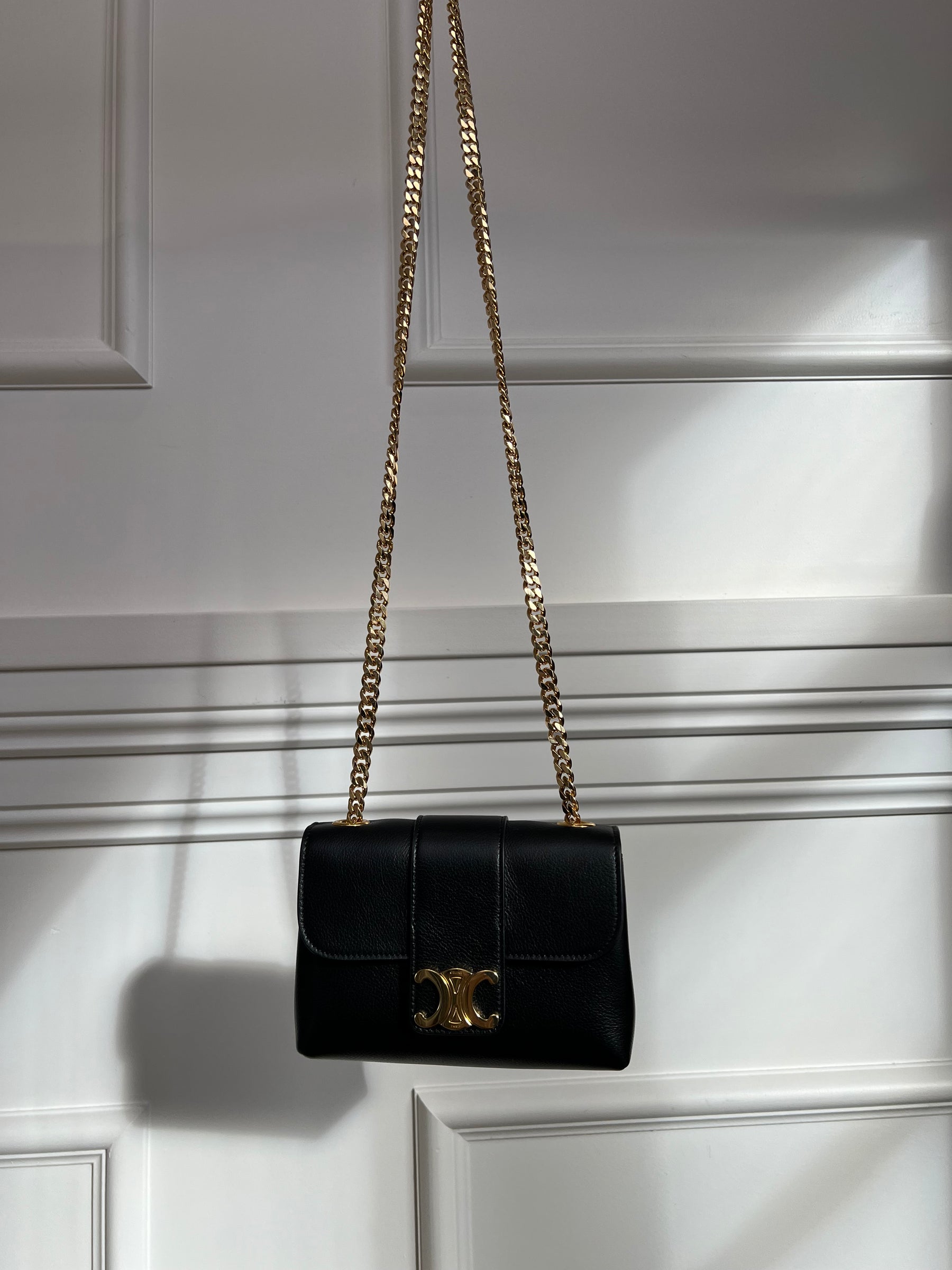 Céline Black Leather Triomphe Mini Victoire Bag