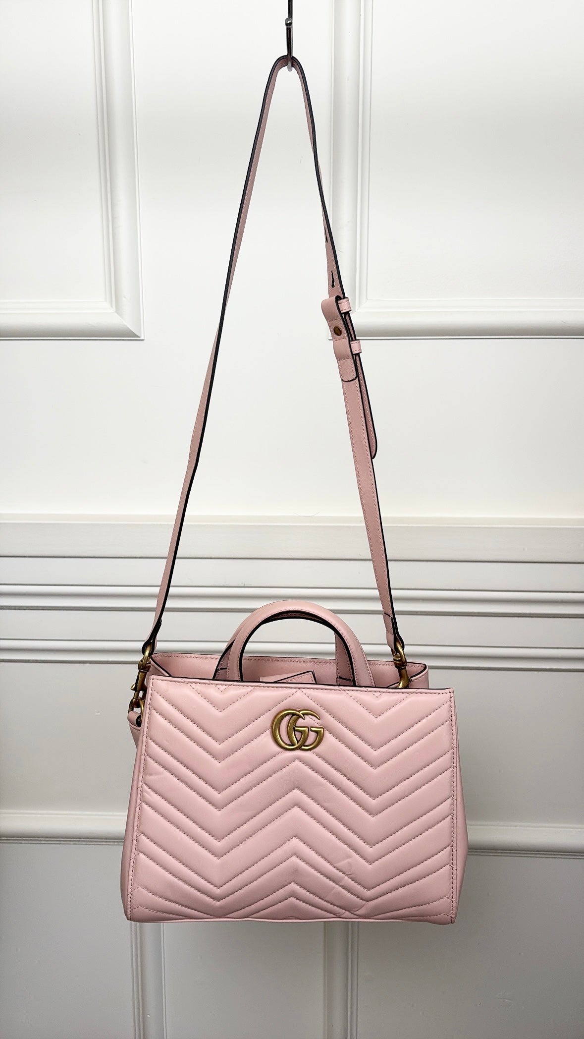 Gucci Pale Pink Quilted Marmont Tote Bag