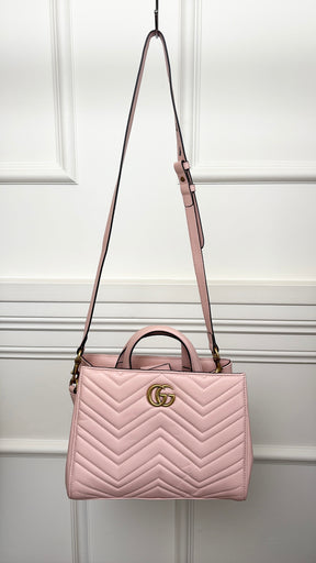 Gucci Pale Pink Quilted Marmont Tote Bag