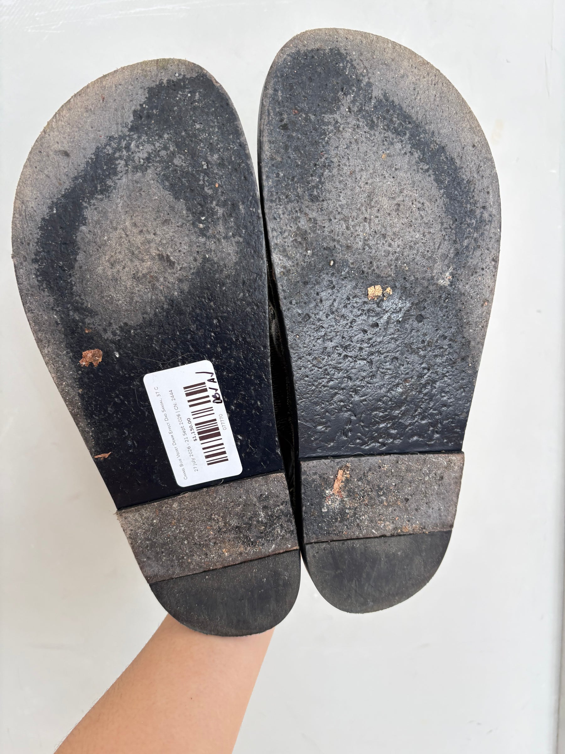 Chanel Blue Velvet Denim Effect Dad Sandal, 37 C