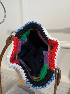 Miu Miu Multi Coloured Crochet And Leather Pouch