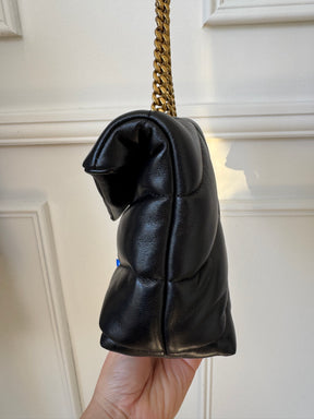 Saint Laurent Black Leather Mini Puffer Shoulder Bag