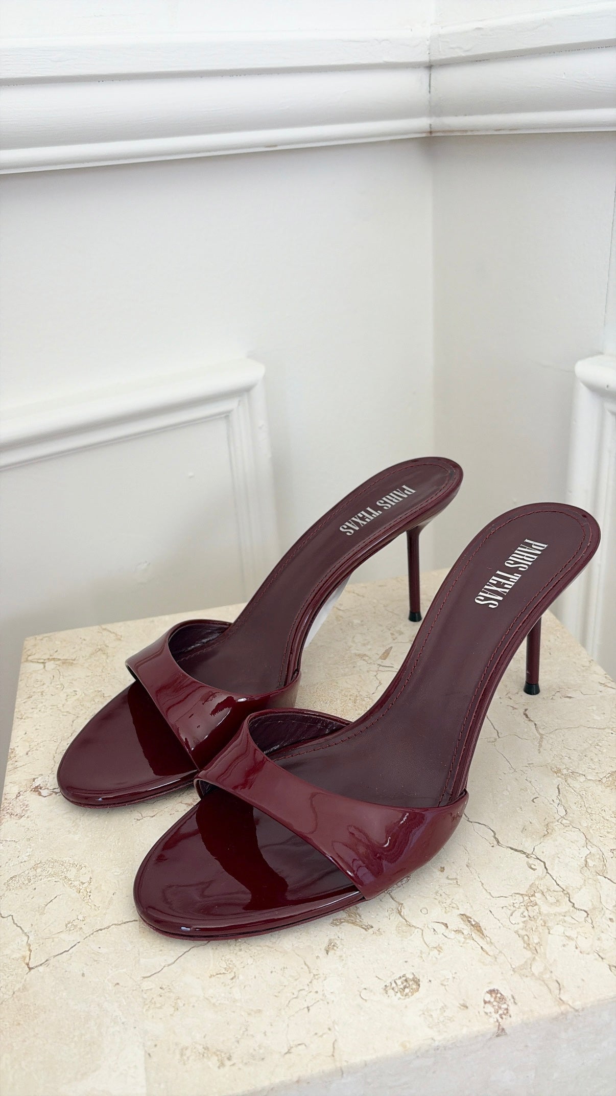 Paris Texas Burgundy Patent Leather Heeled Mule, 41