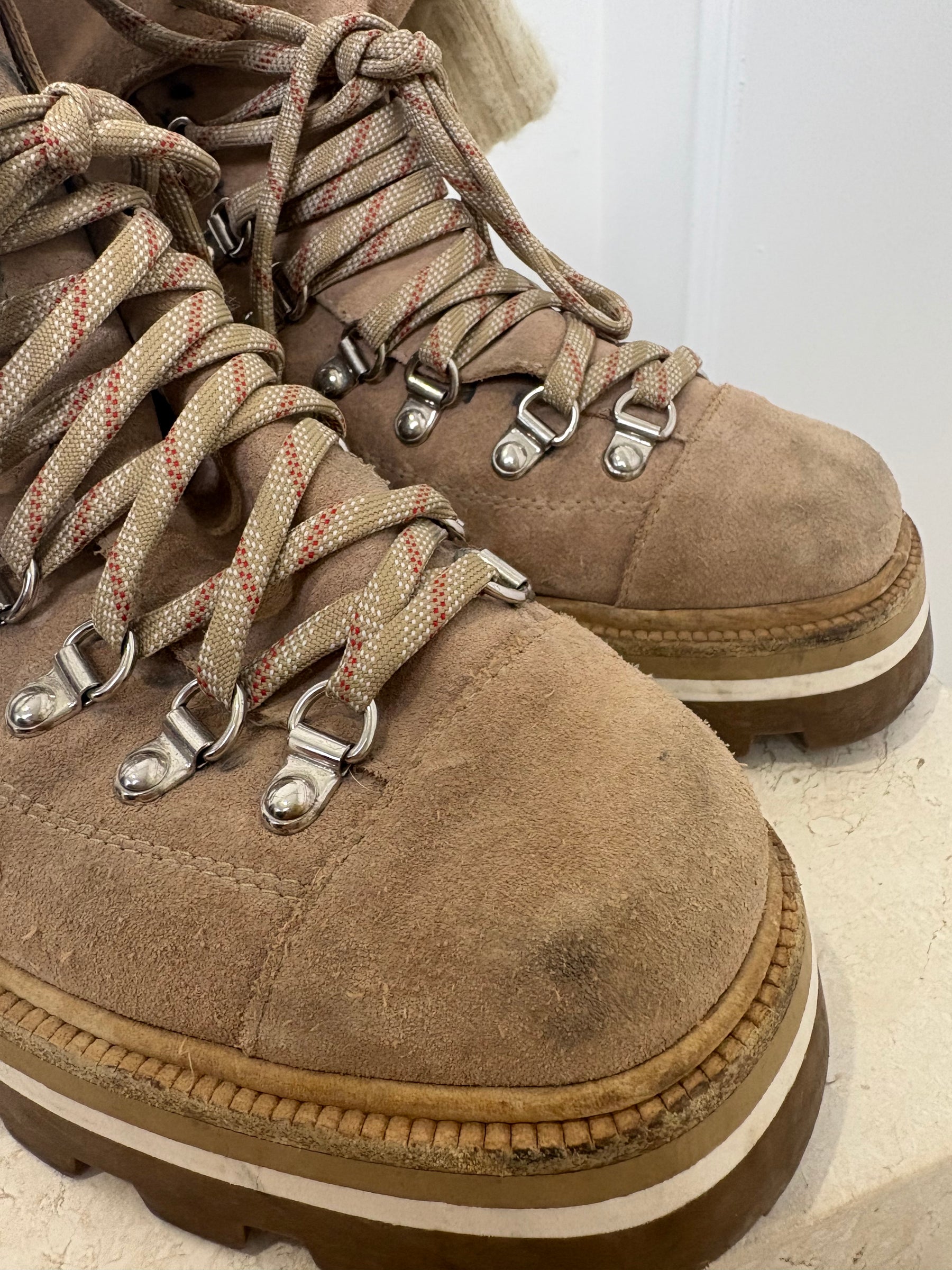 Jimmy Choo Beige Suede Sock Hiking Boots, 39