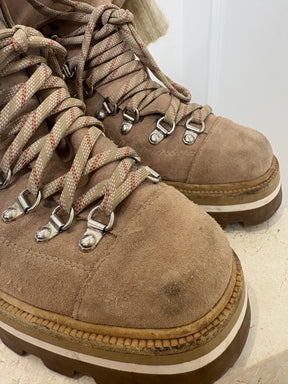 Jimmy Choo Beige Suede Sock Hiking Boots, 39